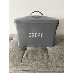 Nat&Jules Large Gray 12 x‎ 10 Metal Farmhouse Bread Box, PantryDecorative